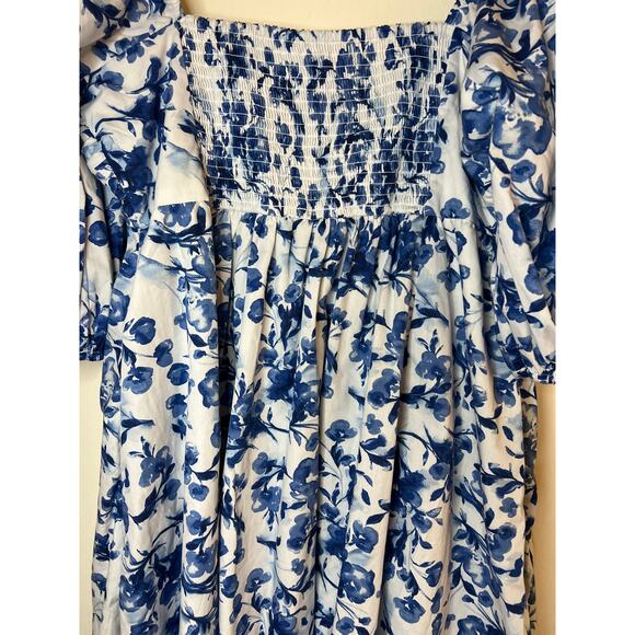 A&F Abercrombie and Fitch Emerson Ruched Puff Sleeve Floral Poplin Mini Dress - Picture 11 of 14